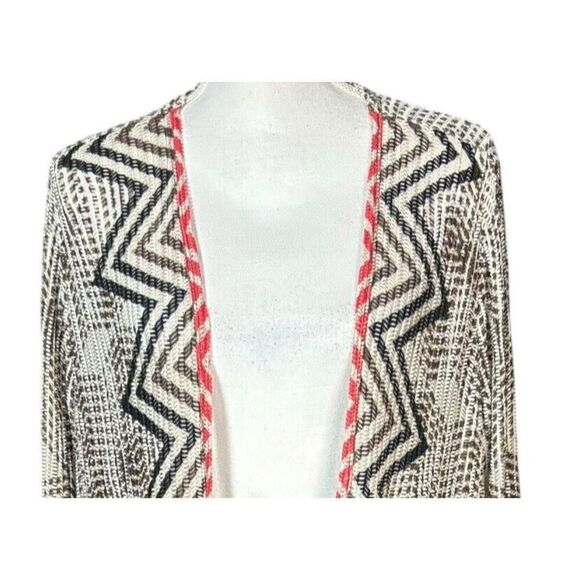 Chicos Cardigan Size XL Sweater Vest Duster Waterfall Brown Boho Long Abstract - Picture 6 of 12